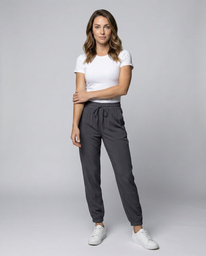 Women's lightweight ribbed jogger pants with drawstring