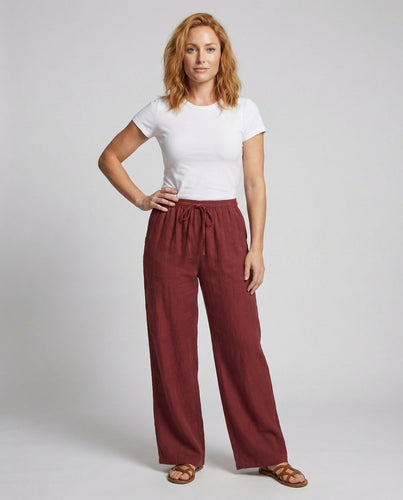 Women's loose-fitting linen fluid pants