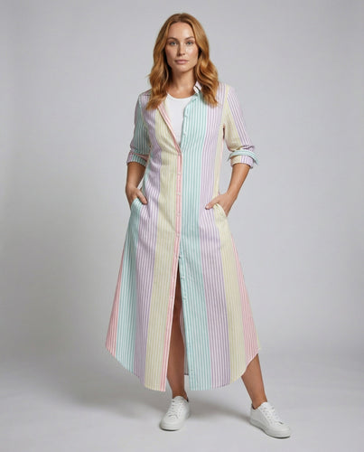 Women's airy shirt dress with handwriting print