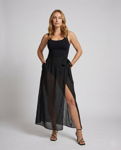 Women's airy wrap maxi skirt made of voile