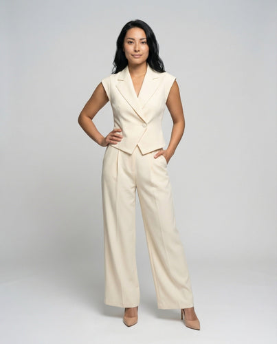 Women's Waist Blazer Set with Palazzo Pants