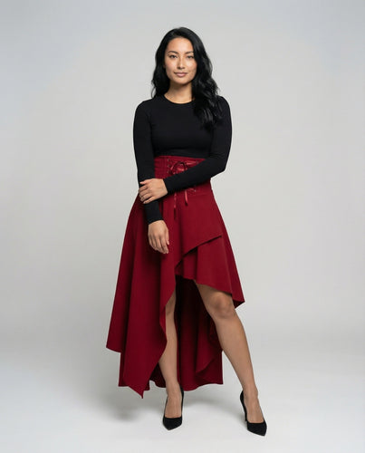 Women's asymmetrical maxi skirt with corset waist