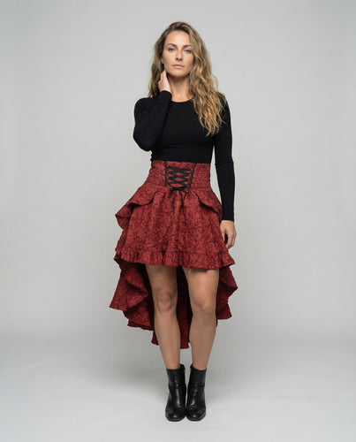 Women's asymmetrical ruffle skirt with jacquard structure