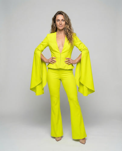 Women's Cape Blazer Two-Piece with Flared Trousers