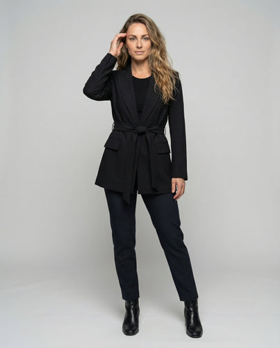 Ladies elegant tie blazer with waist belt