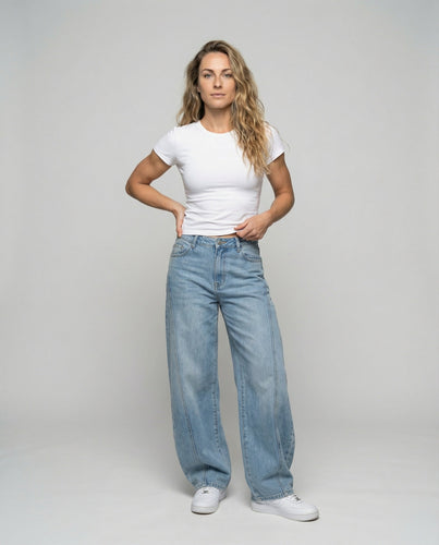 Women's high-waisted palazzo pants made of cotton blend