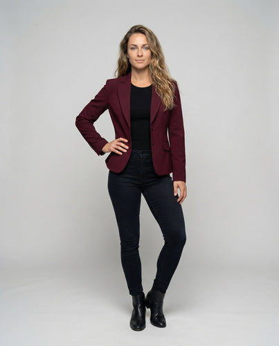 Women's fitted business blazer with peplum