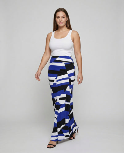 Women's flowing maxi skirt with chevron pattern
