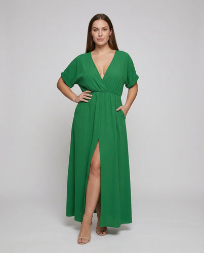Ladies Boho maxi dress with high leg slit