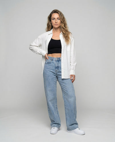 Women's wide jeans in washed look