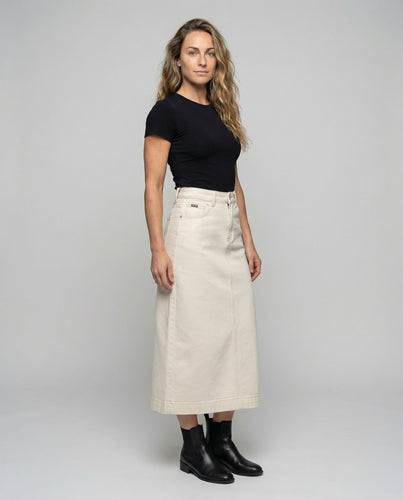 Women's workwear midi skirt made of cotton canvas