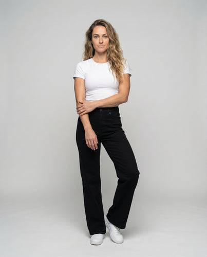 Ladies jeans pants with flattering comfort waistband
