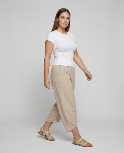 Women's harem pants with overlapping tulip hem