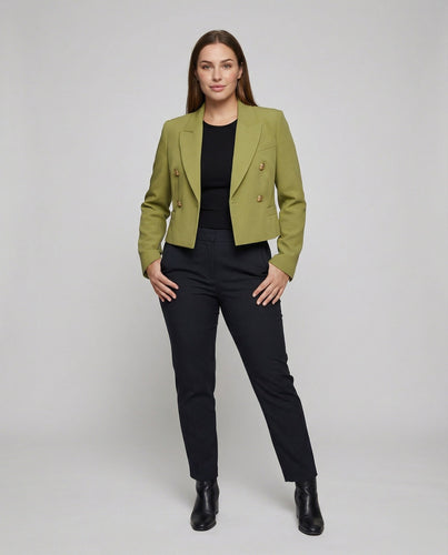 Ladies double-breasted blazer with emphasized shoulder