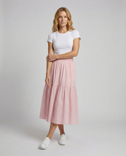 Ladies Romantic Layered-Look Maxi Skirt