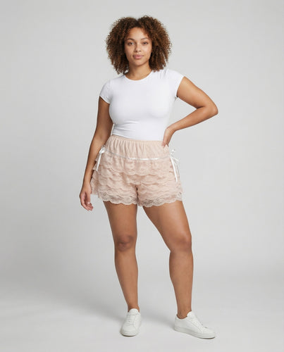 Women Fine Elastic Waist Lace Mini Skirt