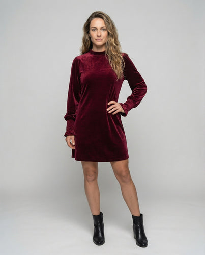 Women's Glamorous Balloon Sleeve Velvet Mini Dress