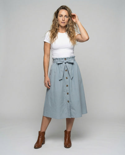 Women's Natural Linen Look Midi Skirt