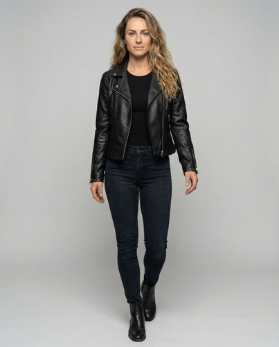 Women's Robust Asymmetrical Biker Leather Jacket
