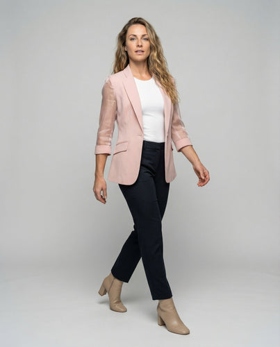 Women's Transparent Organza Sleeve Blazer