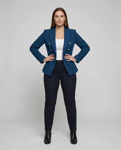 Ladies Magnificent Decorative Buttons Double-Breasted Blazer