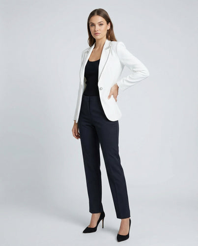 Women's Sparkling Rhinestone Trim Satin Blazer