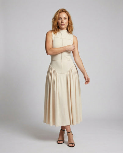 Women Shaping Fine Pleated Midi Dress