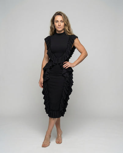 Ladies Multi-layered Ruffles Midi Dress