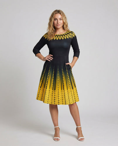 Women's Ornamental Print Swing Dress