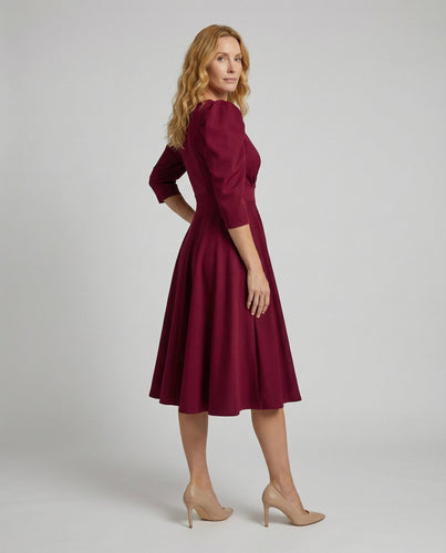 Women Classic Puff Sleeve Wrap Dress