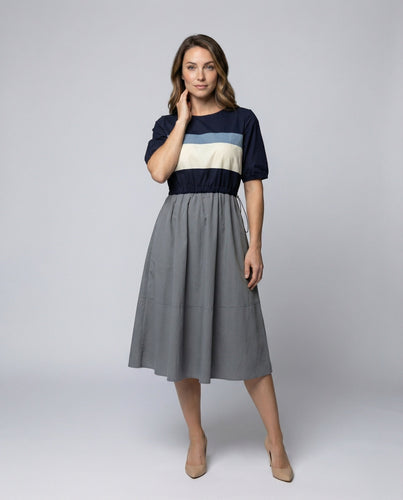 Women's Classic Waist Drawstring Midi Dress