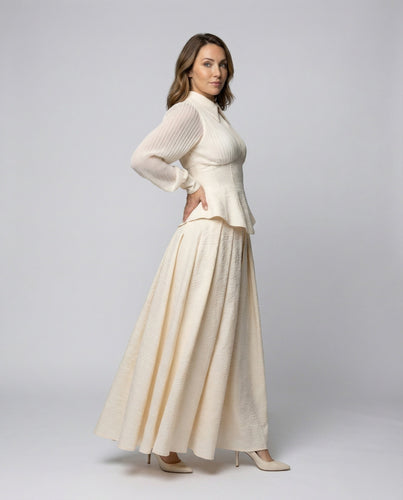 Ladies Structured Peter Pan Collar Maxi Dress