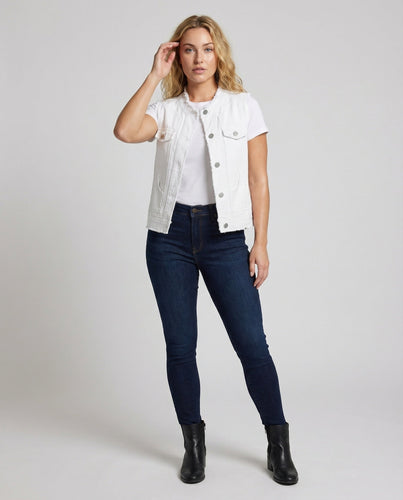 Women's Denim Vest Sleeveless Raw Edge Pockets