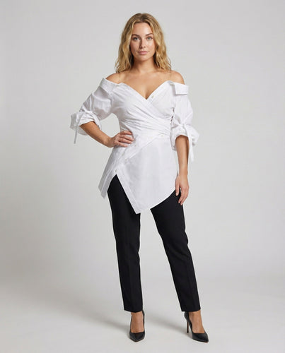 Women Wrap Blouse Asymmetrical Spaghetti Straps