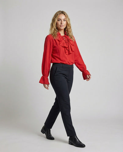 Women's Ruffle Blouse Jabot Stand Collar