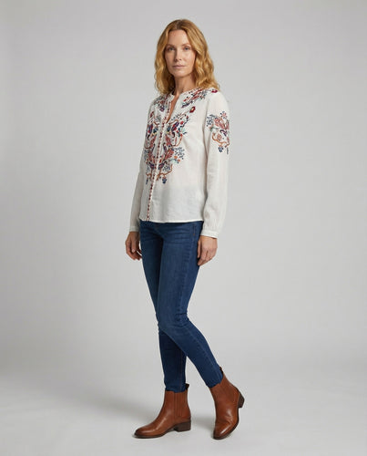 Women's Boho Blouse Embroidery V-Neck