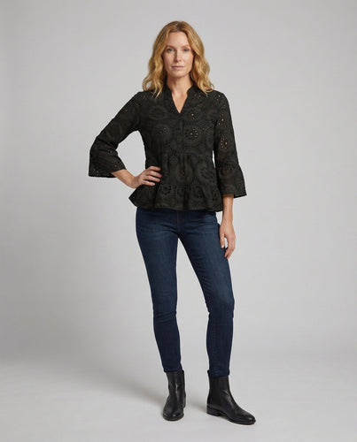 Ladies lace blouse Broderie Anglaise peplum