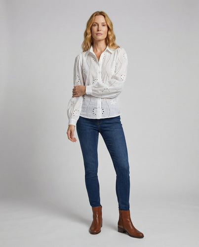 Women's lace blouse shirt collar balloon sleeves