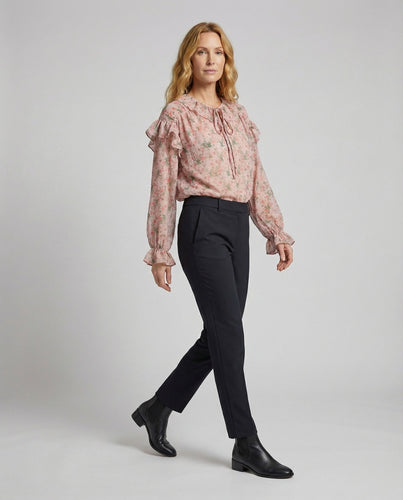 Women's Chiffon Blouse Ruffle Collar Balloon Sleeves