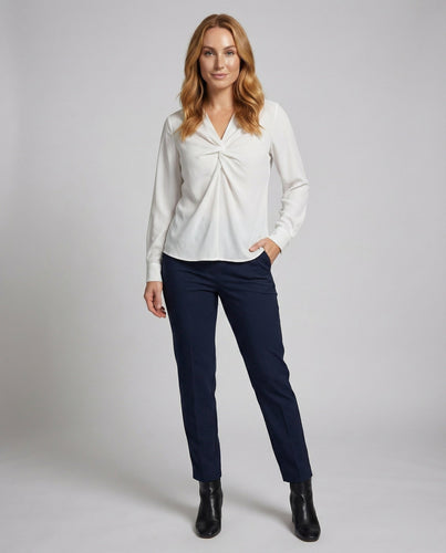 Women's Blouse Draped Knot Front Shirt Collar