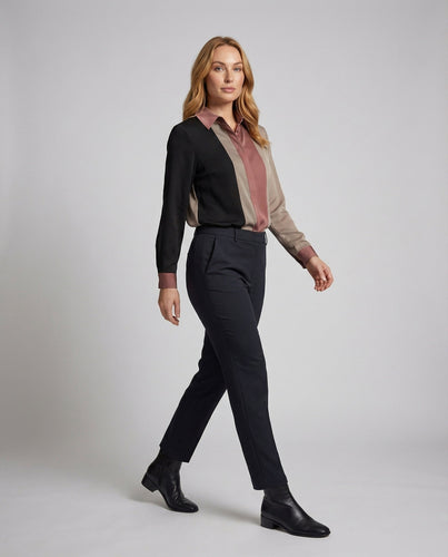 Ladies shirt blouse silk look color block