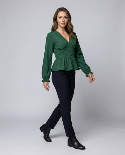 Women's Blouse V-Neck Ruffle Feminine