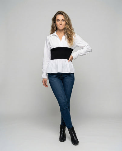 Women Shirt Blouse Corset Ruffle