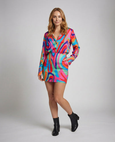 Ladies Two-Piece Set Satin Blouse Mini Skirt