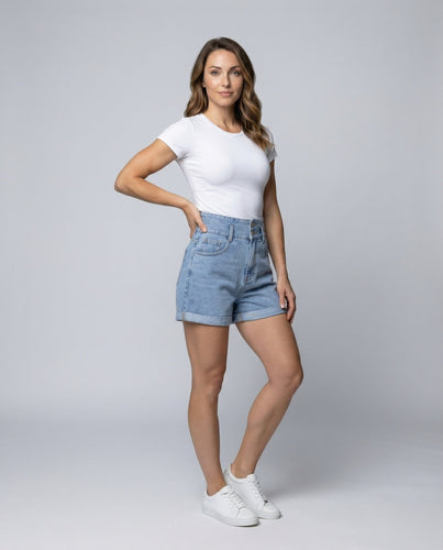 Women's Jeans Shorts High Waist Double Band