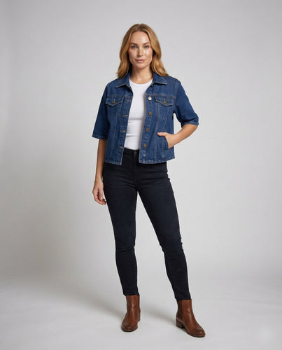 Ladies Denim Jacket Short Short Sleeve