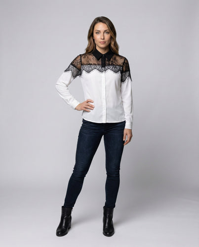 Women's Shirt Blouse Lace Transparent