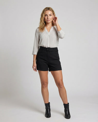 Women Lightweight Striped Blended Fabric Shirt Blouse