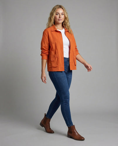 Women's Lightweight Ruffled Blended Fabric Overshirt Jacket