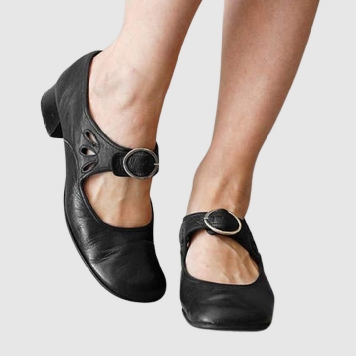 Women's Mary Jane Heels with Ring Buckle Strap